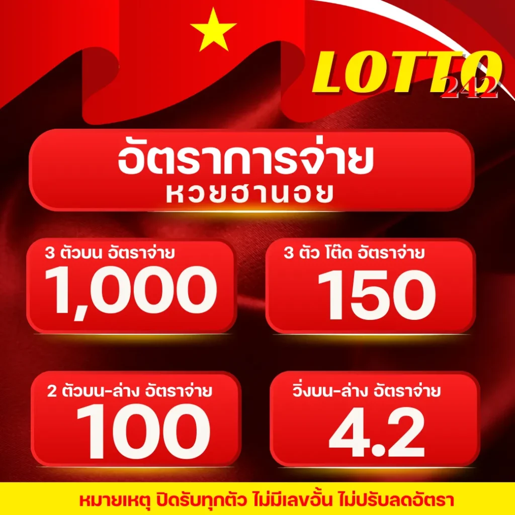 เรทจ่ายหวยฮานอย เว็บหวยฮานอย เว็บหวยอันดับ1 แทงหวย ไม่มีเลขอั่น